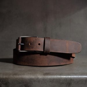 Brown Leather Belt with Unique Buckle, Distressed Leather Belt, Buckle with Leather Strap, Handmade Belt Made in Canada, Gift for him